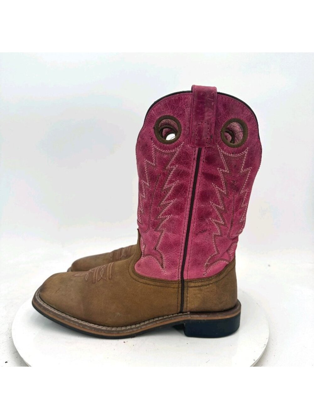 Shyanne Women Sz 4D 43920Y  Pink Brown Embroidered Cowboy Boots Square Toe Boot